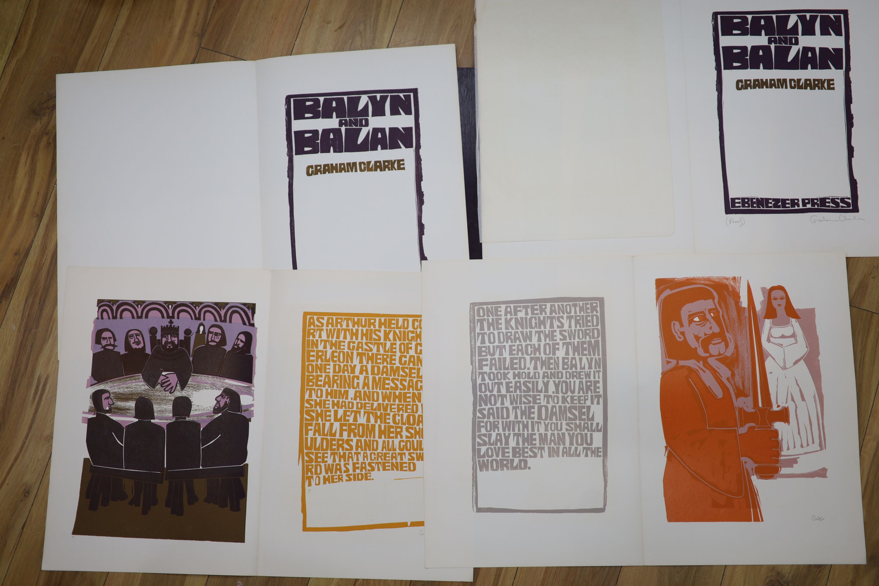 Graham Clarke, limited edition folio, 'Balyn and Balan', signed in pencil, 76/100, overall 53 x 37cm